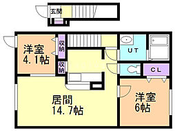 ヴィオーラ 2階2LDKの間取り