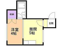 北21条シティハイツ 1DKの間取図画像