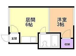24ハイツA 1DKの間取図画像
