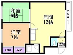 新川旭レジデンス 2LDKの間取図画像