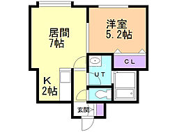 ブルークリスタル66 1LDKの間取図画像