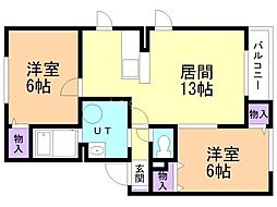 アメージングエステート1 2LDKの間取図画像