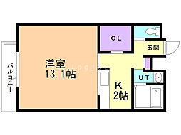 Palazzo麻生南公園 1Kの間取図画像