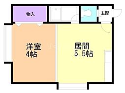 コーポ安暖手 1DKの間取図画像