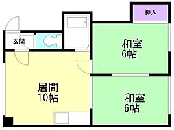 キャピタル花川 2LDKの間取図画像