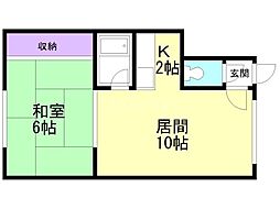 第三黄金マンション 1LDKの間取図画像