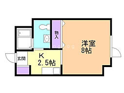 アミティ.N22 1Kの間取図画像
