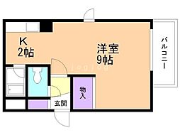 シティハウス麻生 1Kの間取図画像