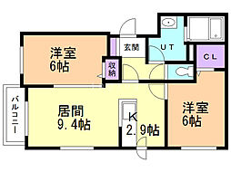 チェリーシャトー 2LDKの間取図画像