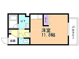 フランドール22 ワンルームの間取図画像