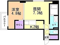 S-FORT北大前 1LDKの間取図画像