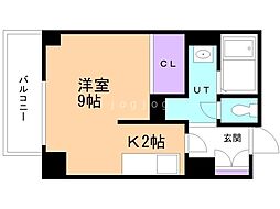 デュオヴェール 1Kの間取図画像