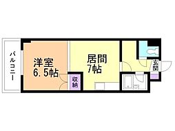 マンションブリッヂ麻生橋元ビル 1LDKの間取図画像