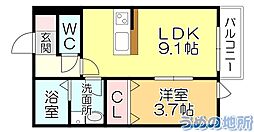 CS津福 1LDKの間取図画像