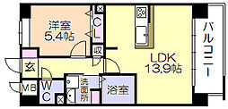 アーバンコート中央町 1LDKの間取図画像