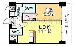 メゾンクラウン大手山 1LDKの間取図画像