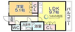 サンフォレスト小森野 1LDKの間取図画像