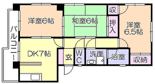 エステートモア 203｜福岡県久留米市津福本町(賃貸マンション3DK・2階・56.83㎡)の写真 その2