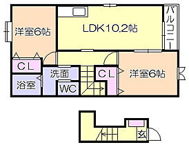 シャルマンA 201 ｜ 福岡県久留米市津福本町（賃貸アパート2LDK・2階・57.02㎡） その2