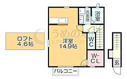 ヴィオーラ弐番館 ワンルームの間取図画像