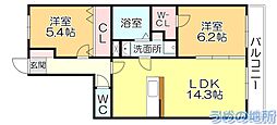 ラ・ルーチェ 2LDKの間取図画像
