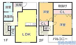 リバーシティB 2LDKの間取図画像