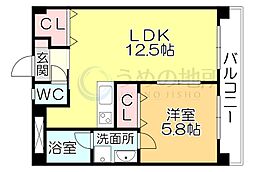 すかる通東 1LDKの間取図画像