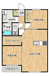 久留米市梅満町アパート 2LDKの間取図画像