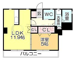 ROYALTOWER花畑駅前 1LDKの間取図画像