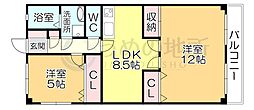 コーポアベニュー大城 2LDKの間取図画像