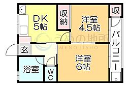 南風荘 2DKの間取図画像