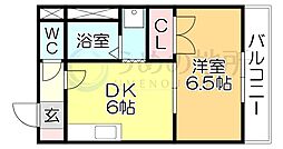 ピュアクローネ1 1DKの間取図画像