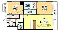 MARKSFORT花畑 2LDKの間取図画像
