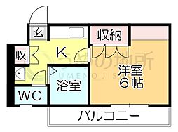 ロックフィル瀬下 1Kの間取図画像