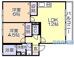 プリマヴェーラ 2LDKの間取図画像