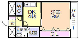 Y・M・クレスト 1DKの間取図画像