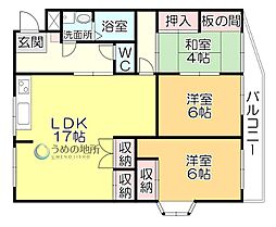 竹野屋ビル 3LDKの間取図画像