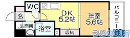 ルネッサンス21久留米六ツ門 1DKの間取図画像