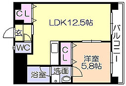すかる通東 1LDKの間取図画像