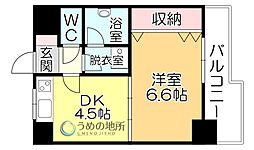 エスポワール六ツ門 1DKの間取図画像