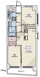 パテラ大和 2LDKの間取図画像