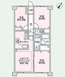 クリオ大和伍番館 3LDKの間取図画像