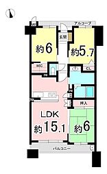 サーパス瀬戸市役所駅前 3LDKの間取図画像