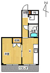 花太コーポ内記 1Kの間取図画像