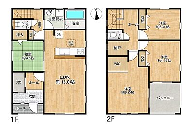 間取り:4SLDK+WICの広々とした間取りです♪ 間取り:4SLDK+WICの広々とした間取りです♪