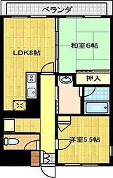 Mハイム 2LDKの間取図画像