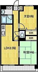 Mハイム 2LDKの間取図画像