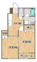 レジデンス・M・E 2DKの間取図画像