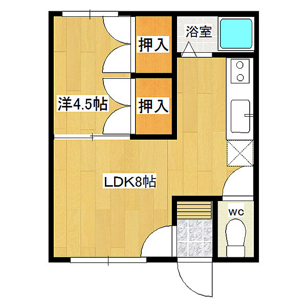 ホワイトヴィレッジA 218｜北海道北見市北進町２丁目(賃貸アパート1LDK・2階・23.25㎡)の写真 その2