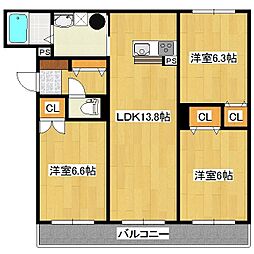 グランソレイユ屯田 3LDKの間取図画像